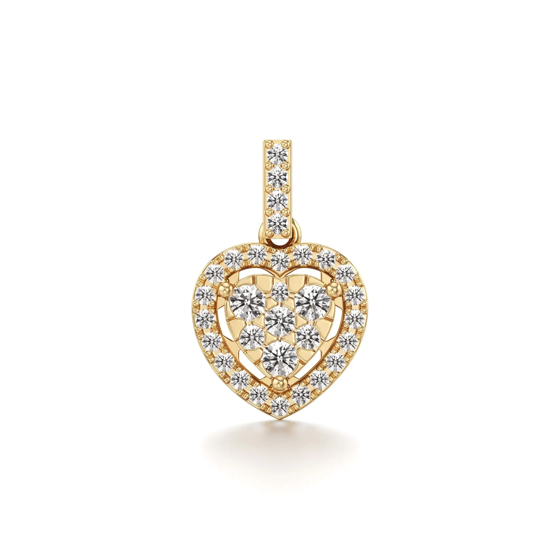 Halo Heart Diamond Pendant in Yellow 10k Gold