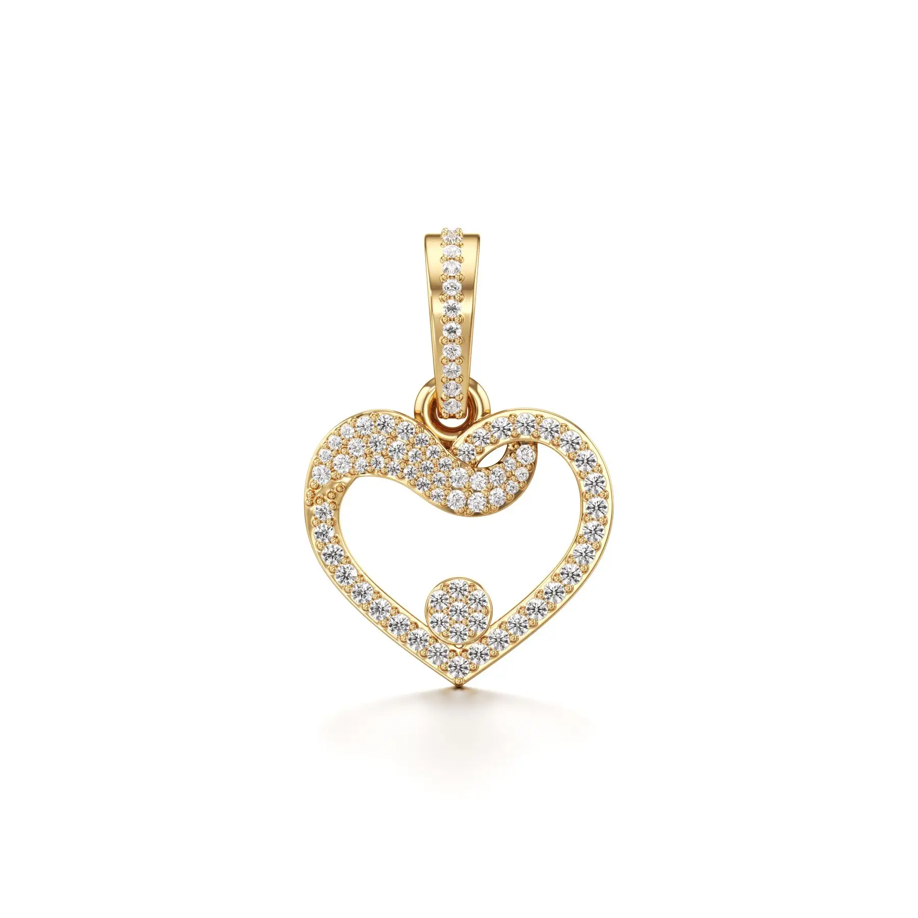 Curvilinear Heart Diamond Pendant in Yellow 10k Gold