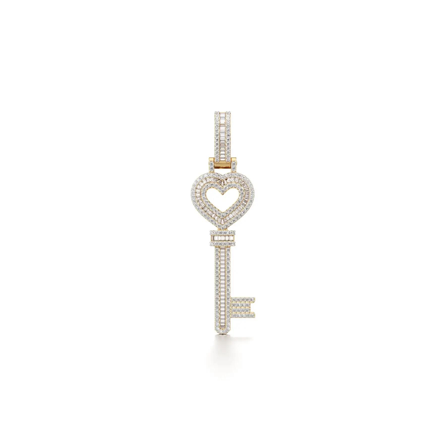 Heart Key Diamond Pendant in Yellow 10k Gold