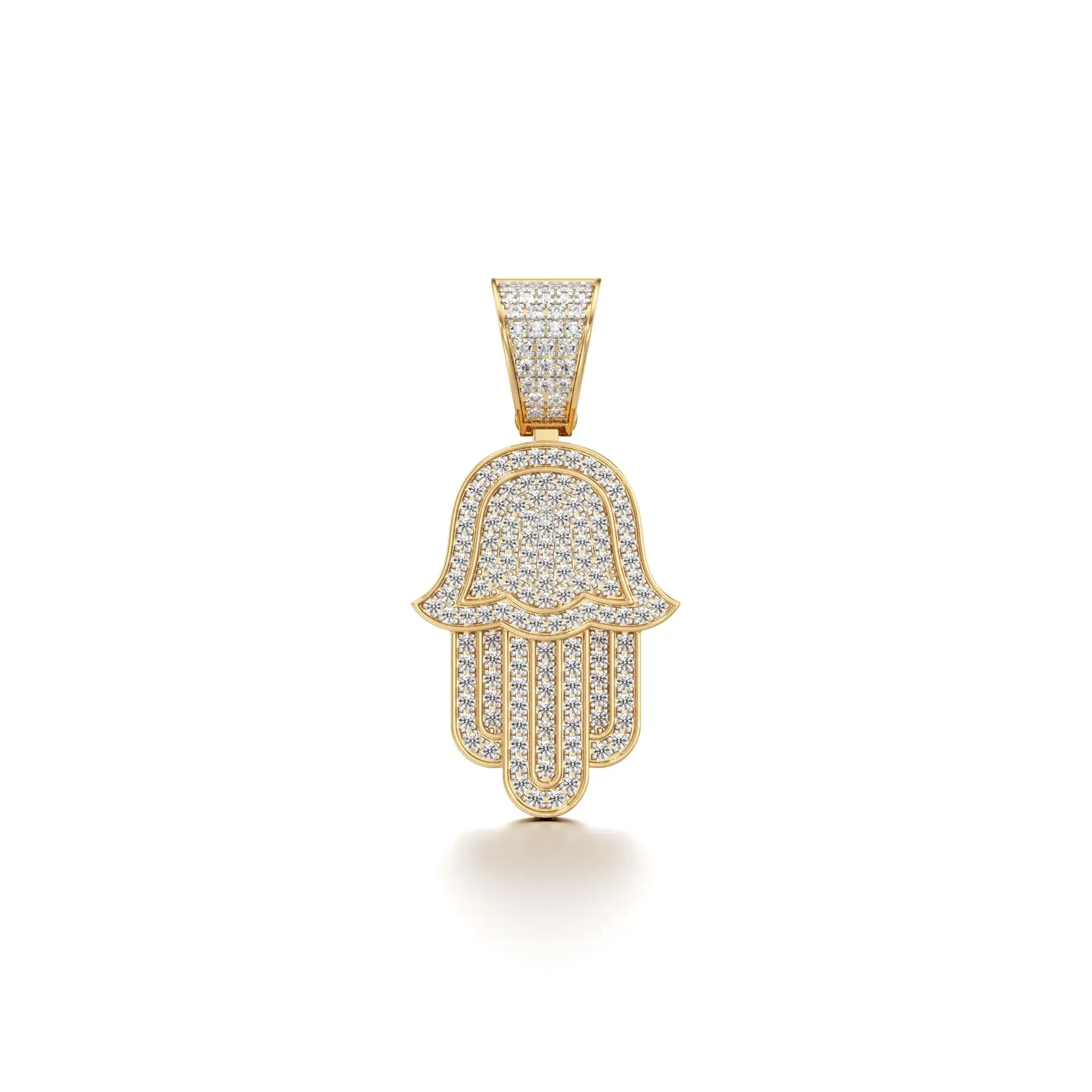 Godly Hamsa Diamond Pendant in Yellow 10k Gold