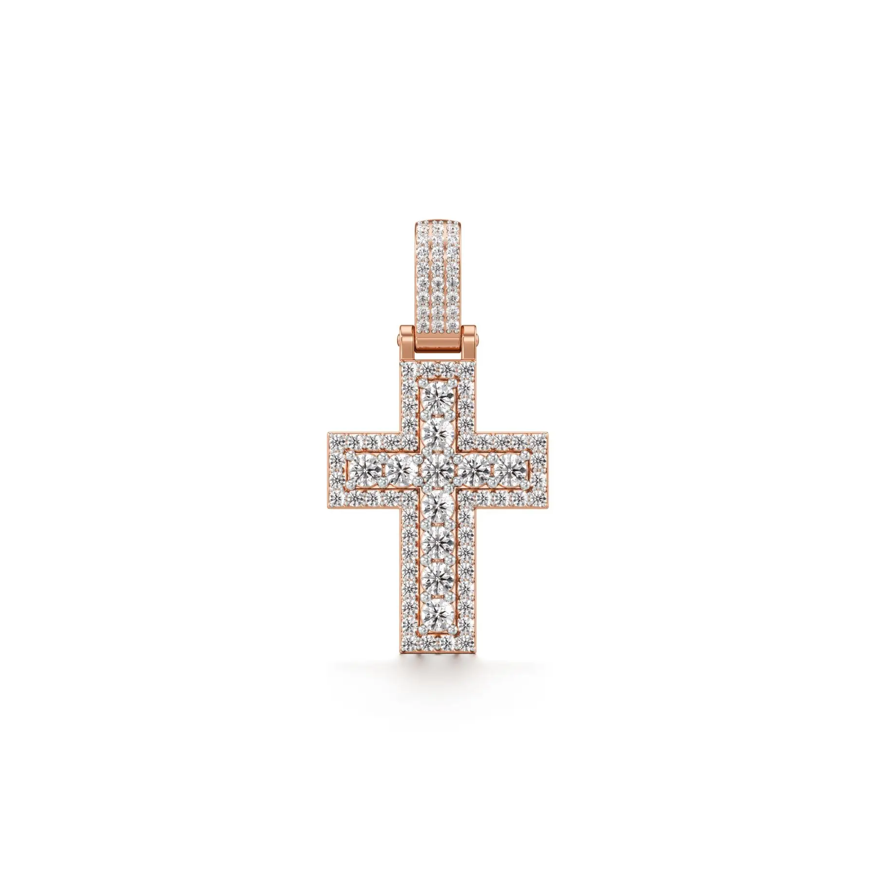 Bold Biggie Cross Diamond Pendant in Rose 10k Gold