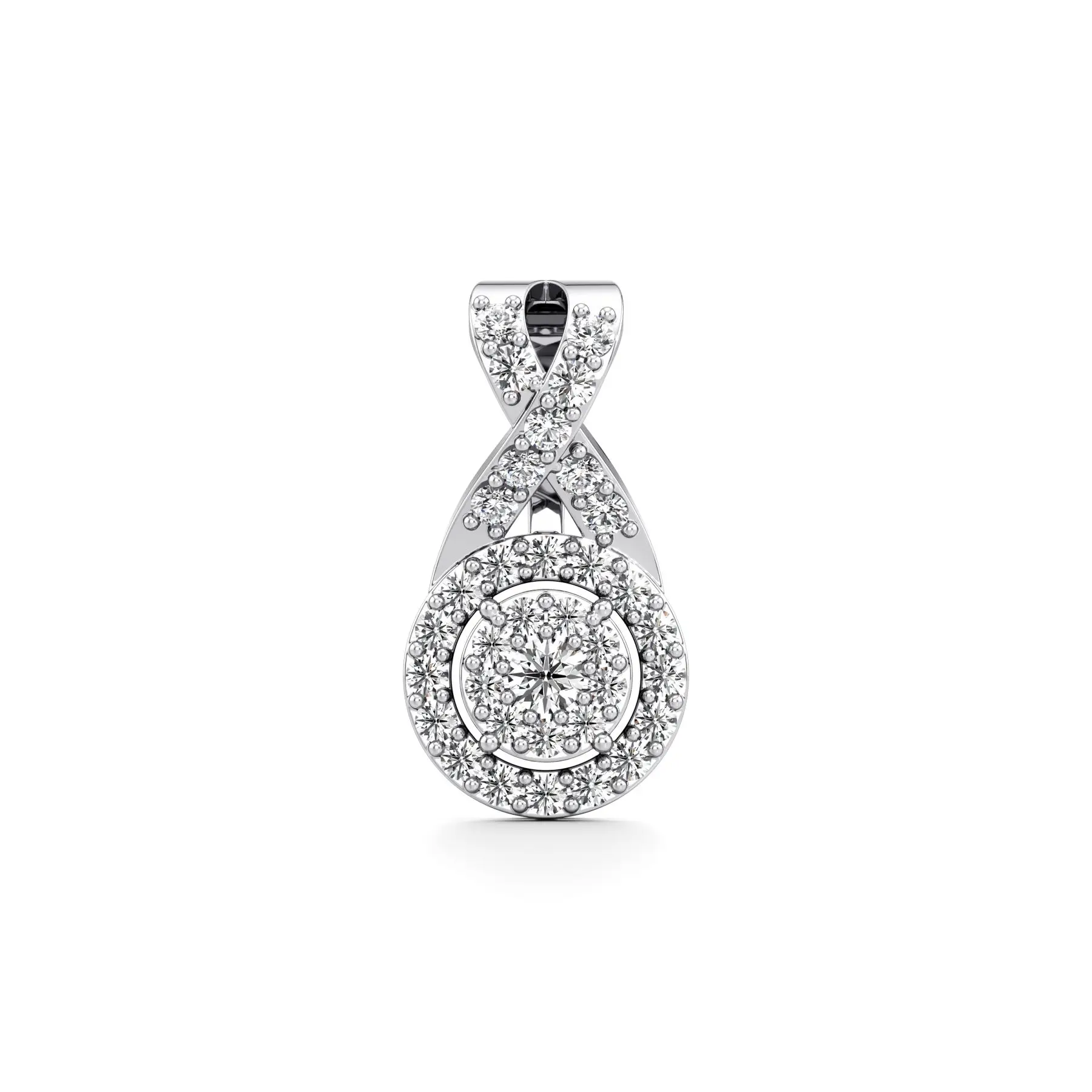 Royal Round Diamond Pendant in White 10k Gold