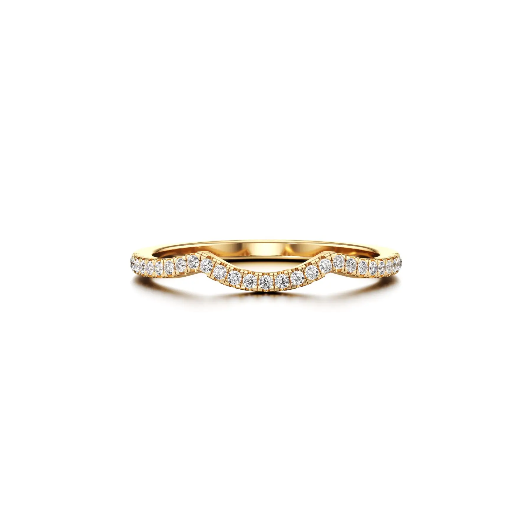 Wavy Ring Band Diamond Ring in Yellow 10k Gold