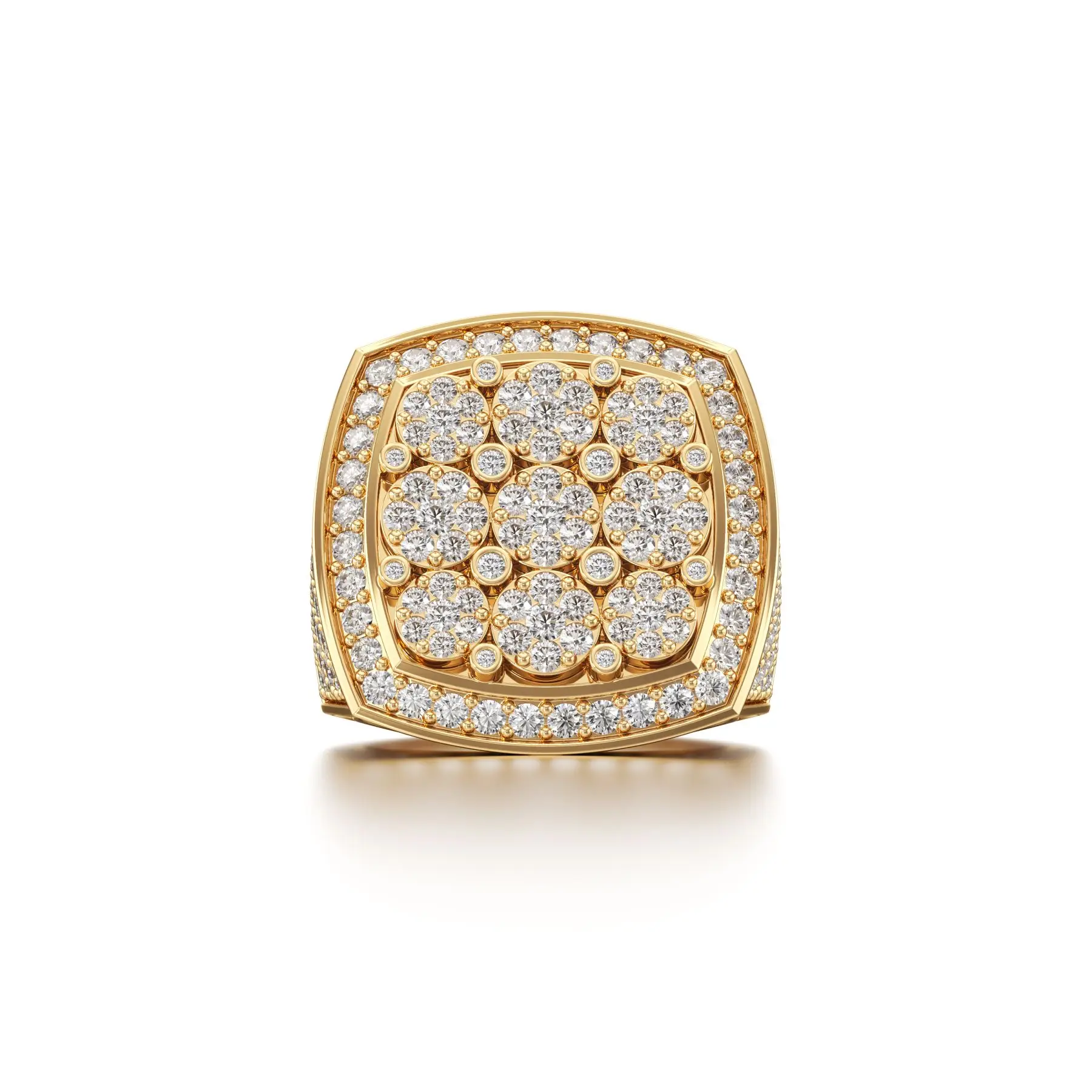 Dazzling Floral Cluster Diamond Ring in Yellow 10k Gold