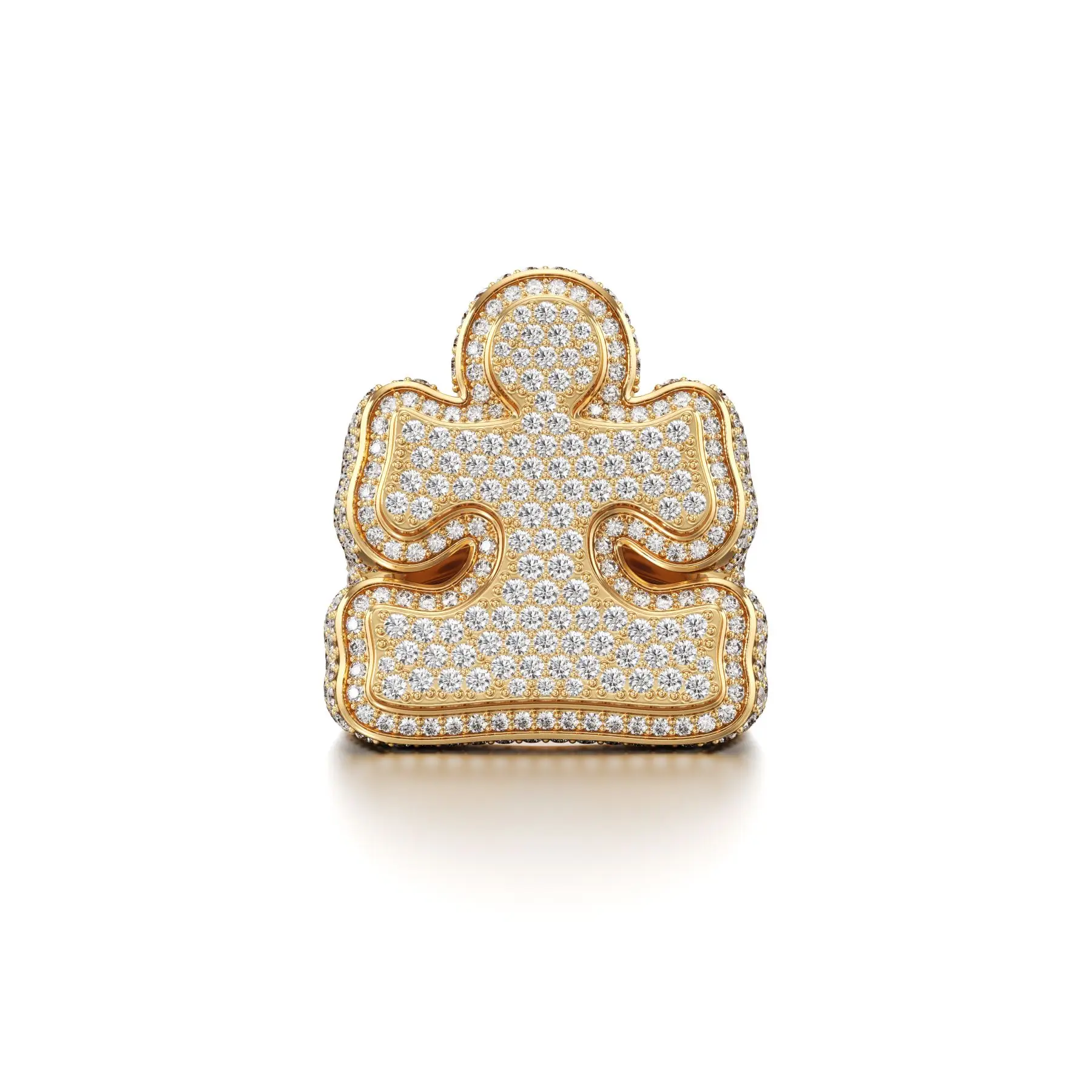 Glistening Puzzle-piece Diamond Ring in Yellow 10k Gold