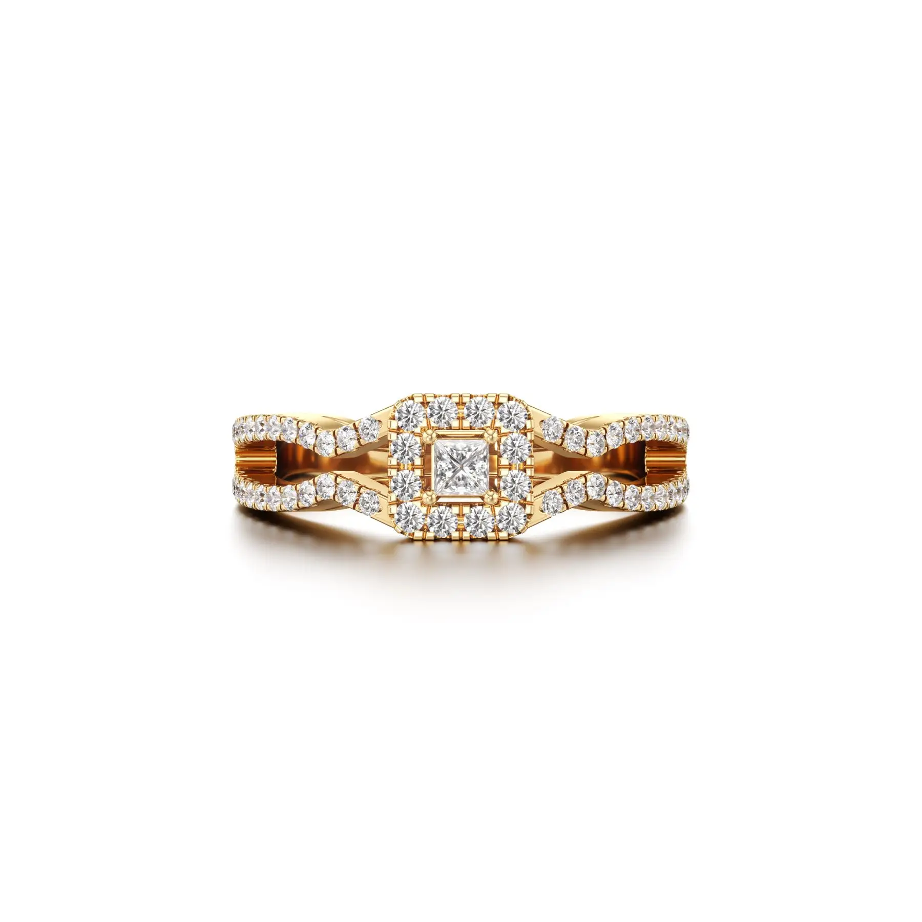 Wavy Gliss Diamond Ring in Yellow 10k Gold