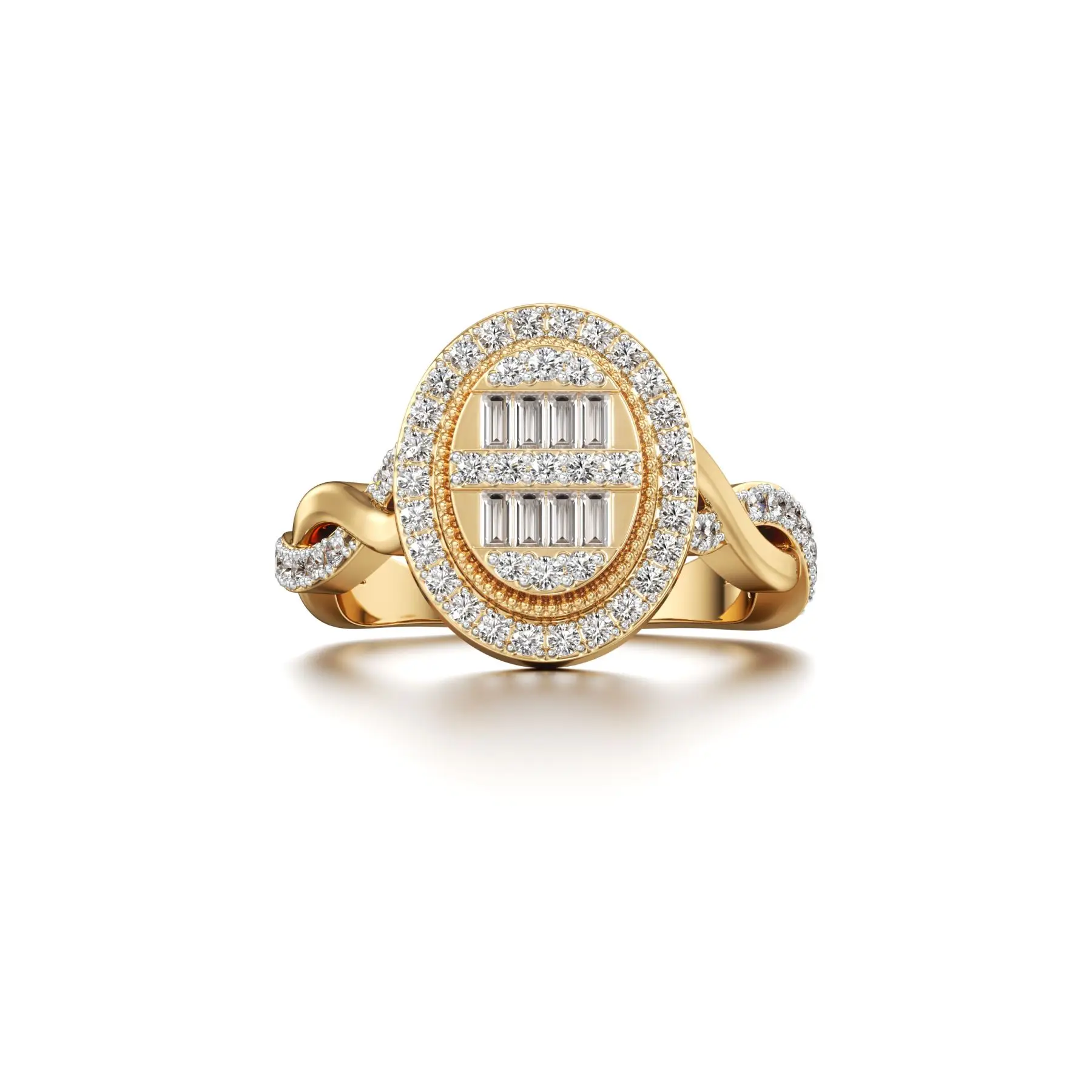 Glitzy Oval Diamond Ring in Yellow 10k Gold