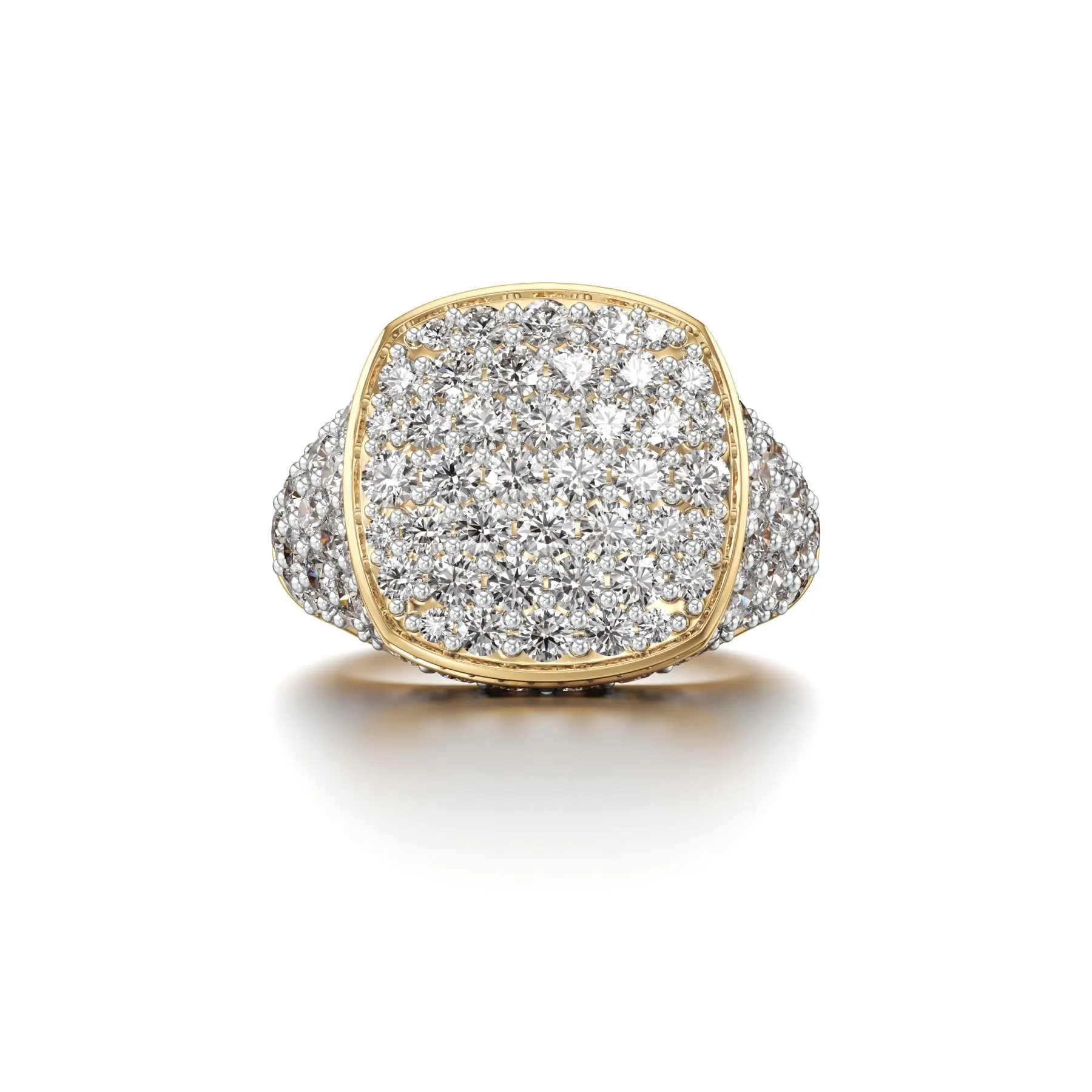 Frosty Cubic Diamond Ring in Yellow 10k Gold