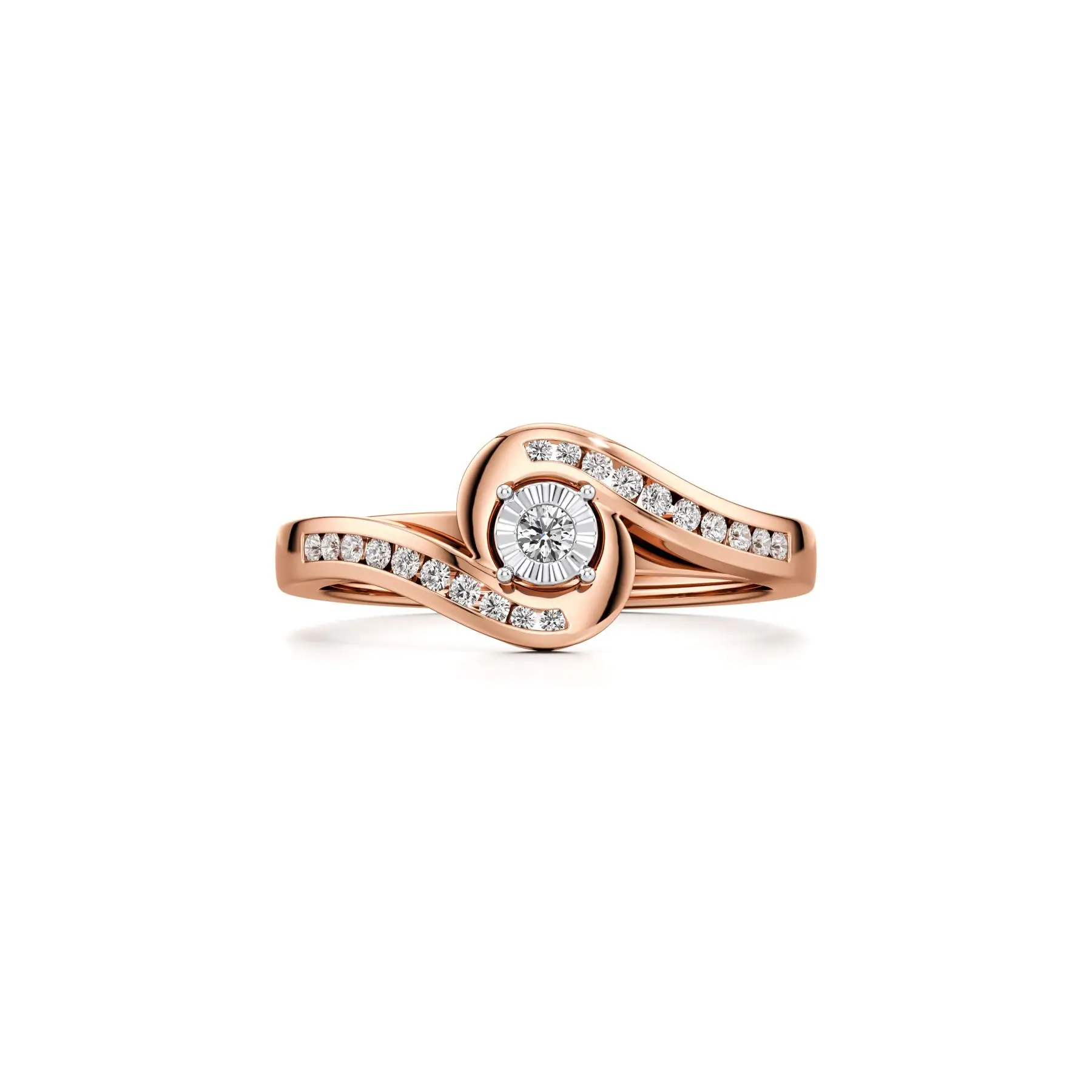 Blinging Groove Diamond Ring in Rose 10k Gold
