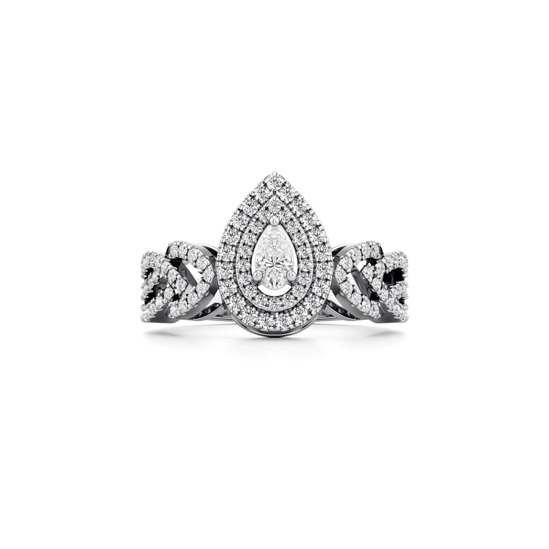 Blooming Sparkle Diamond Ring in White 10k Gold